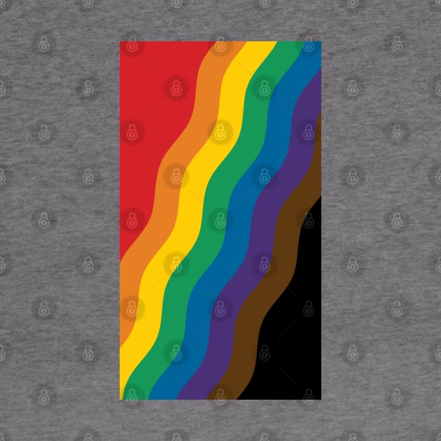 Philadelphia Rainbow Pride Flag (Proud LGBTQ+ Community Pride Flag) Slanted Wave Version by Teeworthy Designs